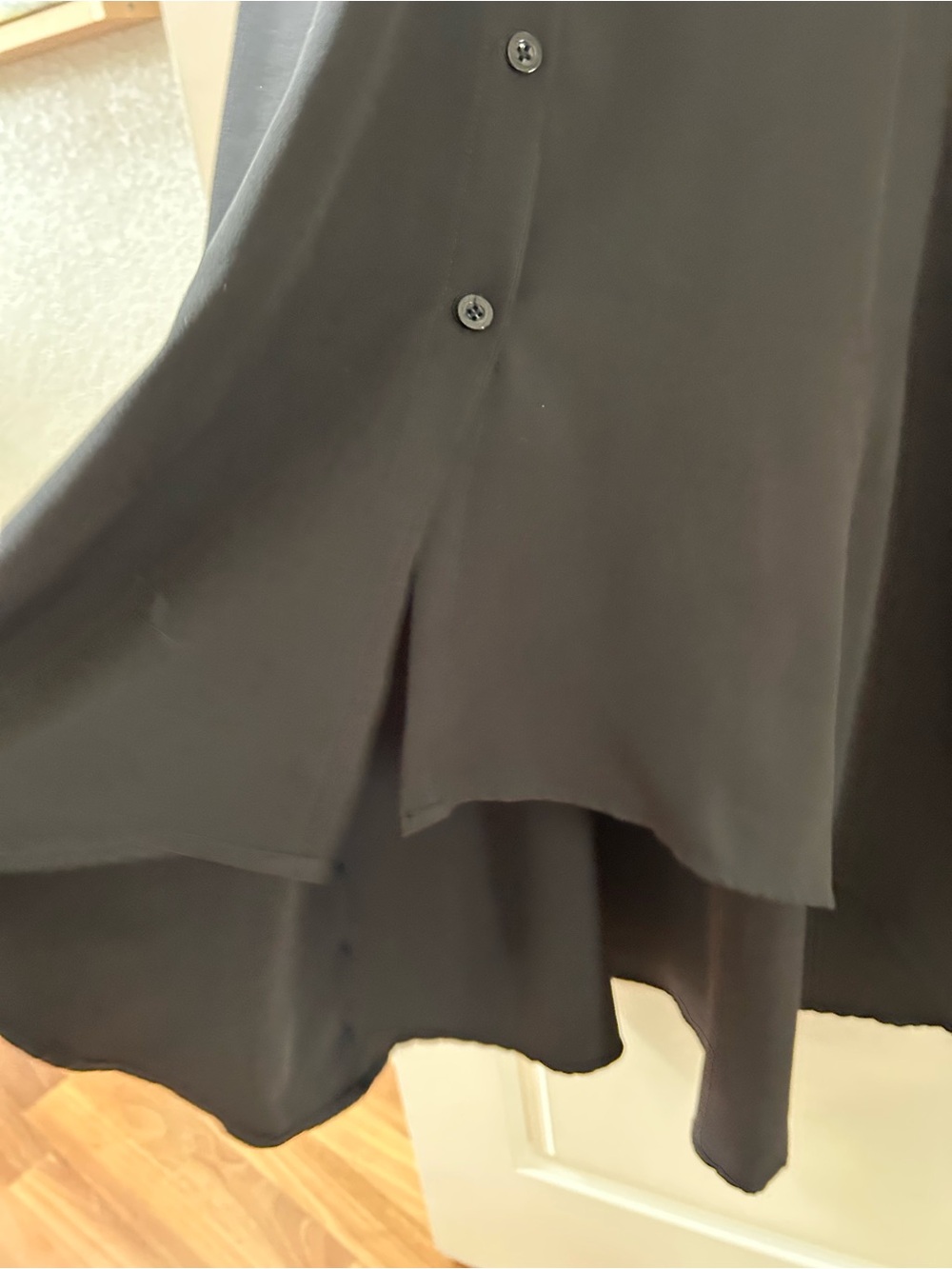 Verwin Black full button down high low dress. Lagenlook. Pockets. Classic. SZ M - Picture 2 of 8